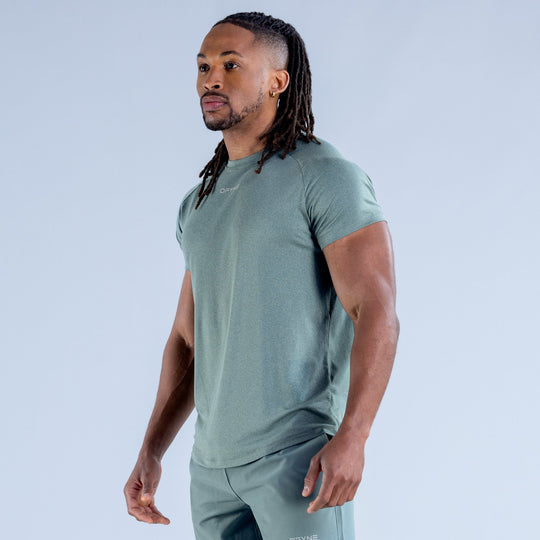 Stealth training t-shirt, teal crew neck with small chest logo