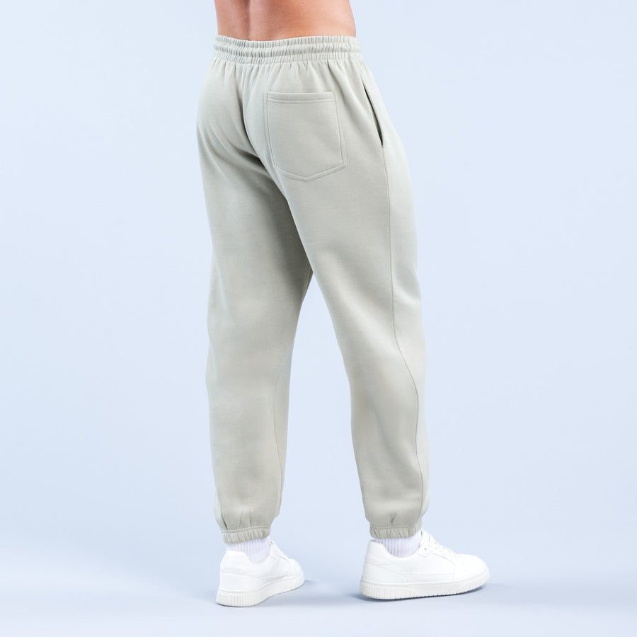 Light sage jogger pants with rear pocket and elastic waistband