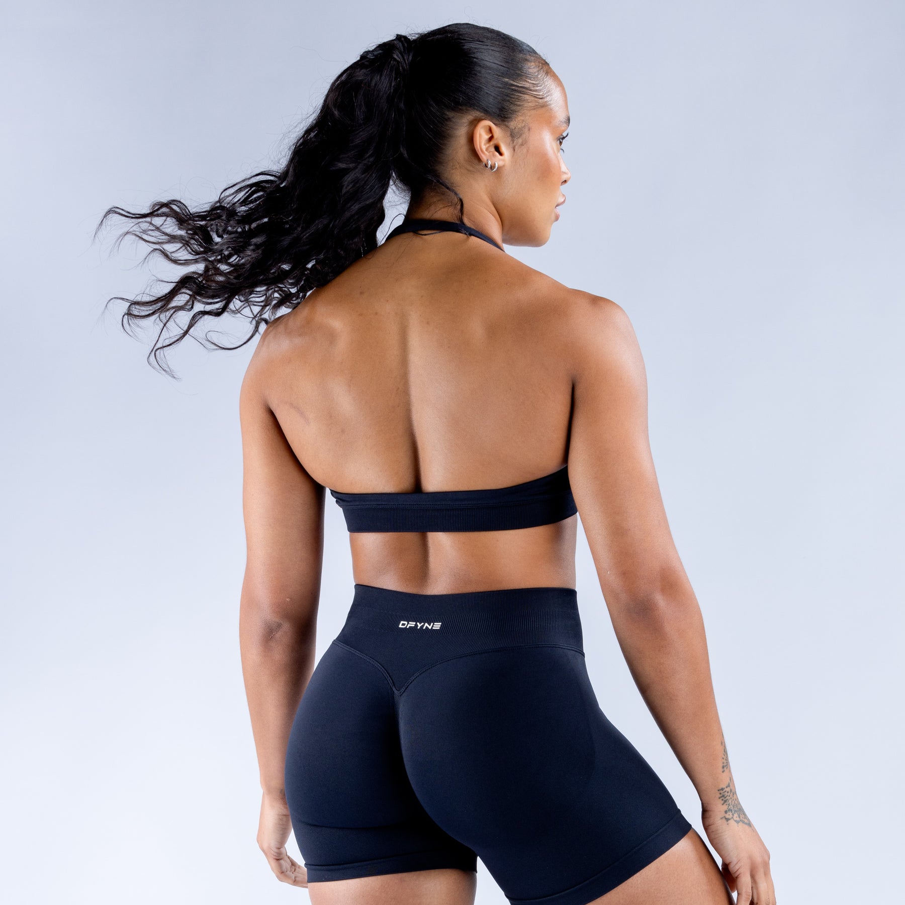 Fitkin Womens Black Textured One Shoulder Sports Bra