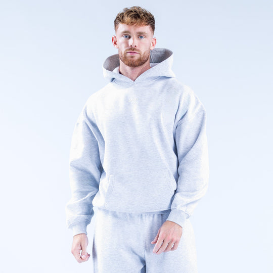 Light blue graphic hoodie with front pouch pocket and drawstring hood